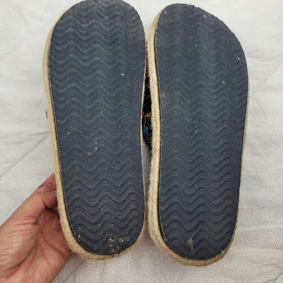 Pierre Dumas boho embroidered color flowers platform black espadrille sandals 10 - Picture 5 of 14